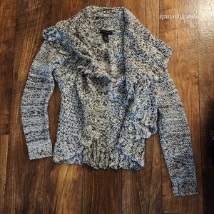 Grace Elements Womens Cardigan Chunky Sweater Gray Long Sleeve SMALL